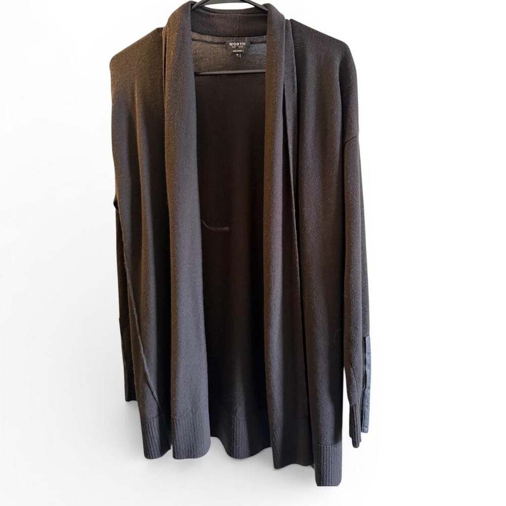Worth New York Open Front Knit Cardigan Brown